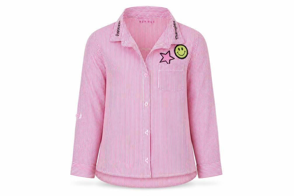 Nutmeg Girls Pink Striped  Basic Button-Up Size 10 Years