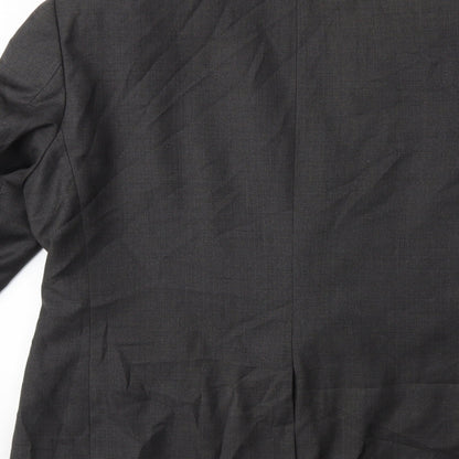 Brand and care label for Preworn men’s grey jacket suit jacket, size 38