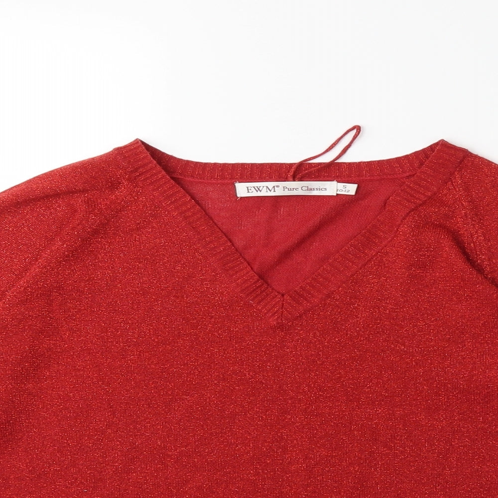 EWM Womens Red  Knit Pullover Jumper Size 10