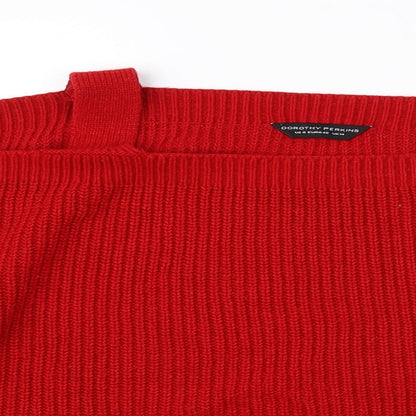 Close-up detail of Dorothy Perkins women’s red jumper, size UK 14