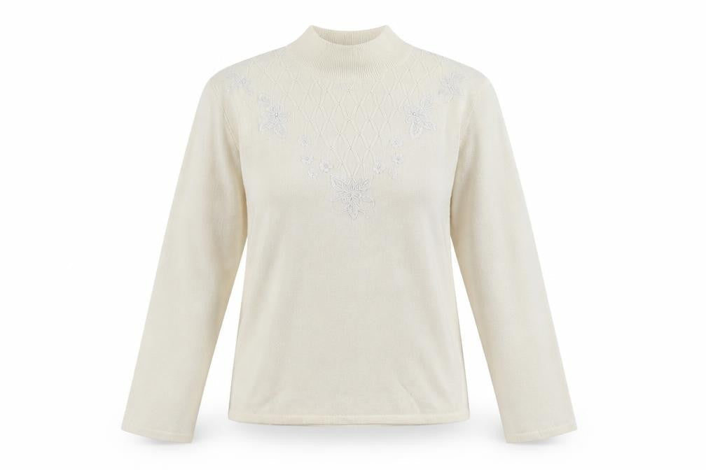 Bonmarché Womens White Pullover Jumper Size S