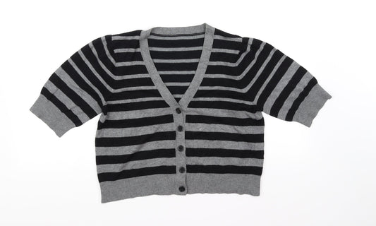 BHS Womens Grey Striped  Pullover Jumper Size 12