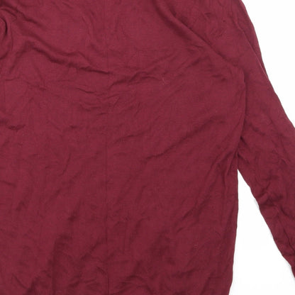 Brand and care label for ASOS men’s red pullover sweatshirt, size S