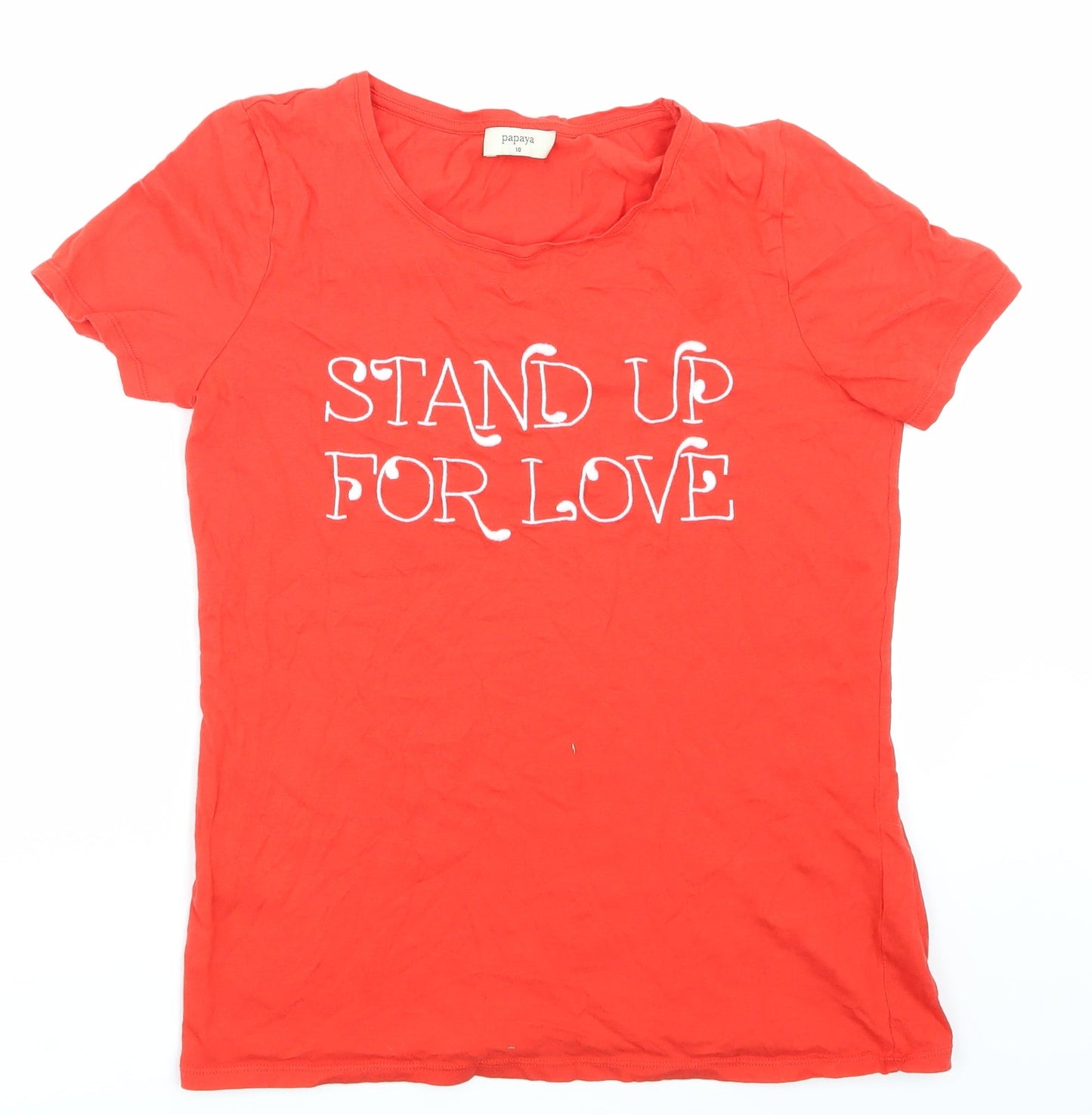 Papaya Womens Red   Basic T-Shirt Size 10