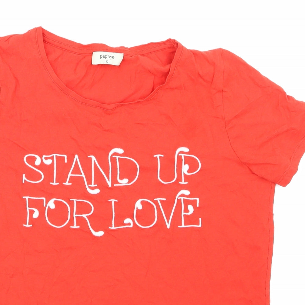 Papaya Womens Red   Basic T-Shirt Size 10