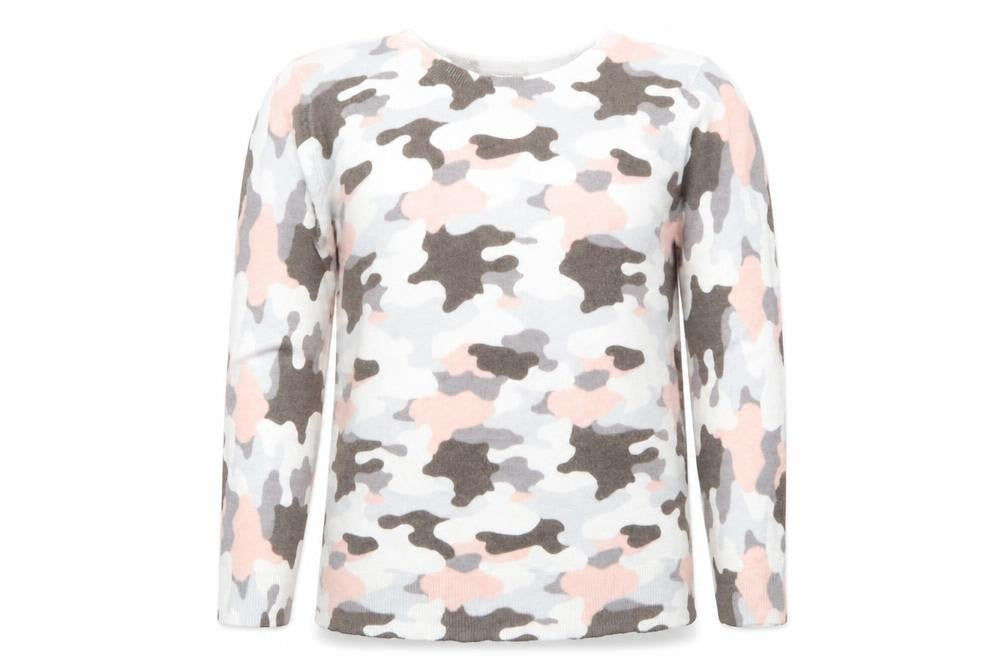 Marks & Spencers Womens White Camouflage  Pullover Jumper Size 14