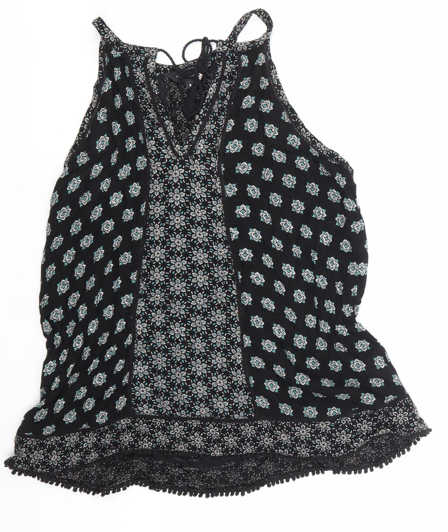 NEWLOOK Womens Black Argyle/Diamond  Basic T-Shirt Size 8