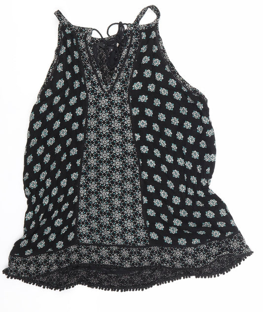 NEWLOOK Womens Black Argyle/Diamond  Basic T-Shirt Size 8