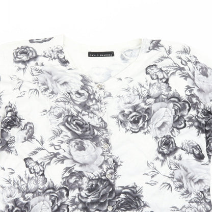 Close-up detail of David Emanuel women’s white check jumper, size L