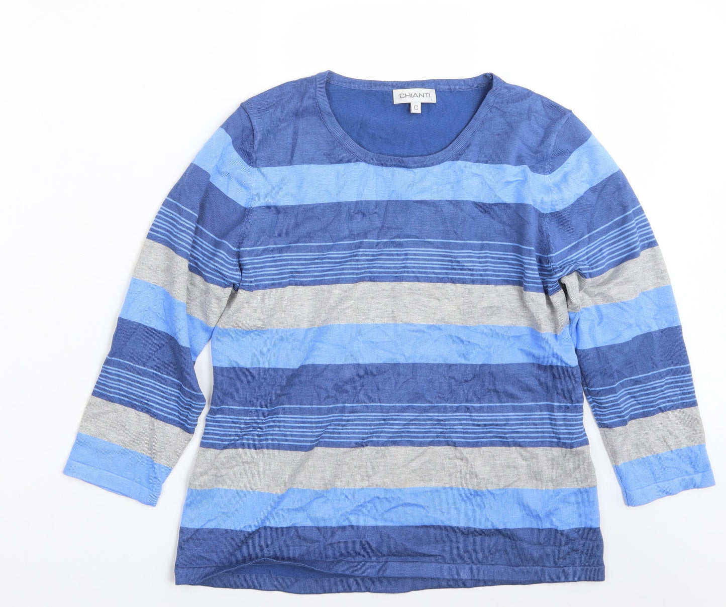 Chianti Womens Blue Striped  Pullover Jumper Size L