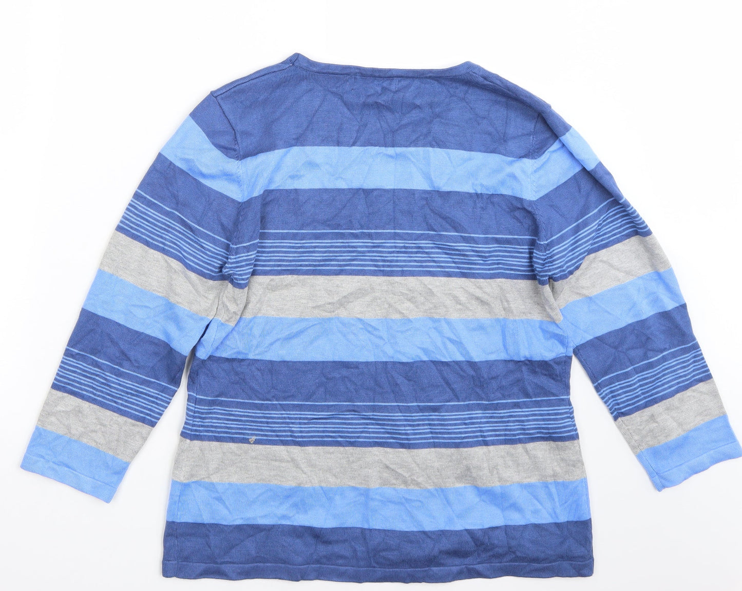 Chianti Womens Blue Striped  Pullover Jumper Size L