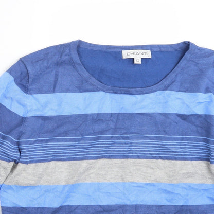 Close-up detail of Chianti women’s blue striped jumper, size L