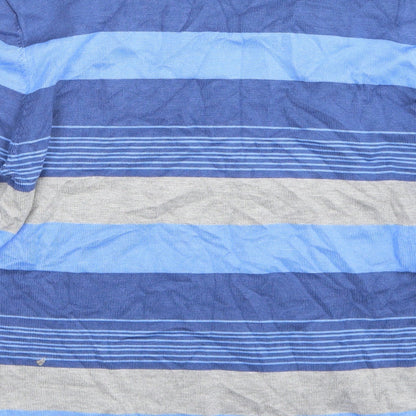 Brand and care label for Chianti women’s blue striped jumper, size L