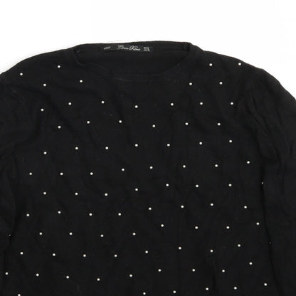 Close-up detail of Zara women’s black jumper, size M
