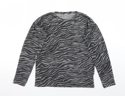 Additional front view of F&F girls’ grey animal print jumper, size 13, years