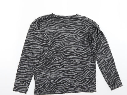 Back view of F&F girls’ grey animal print jumper, size 13, years