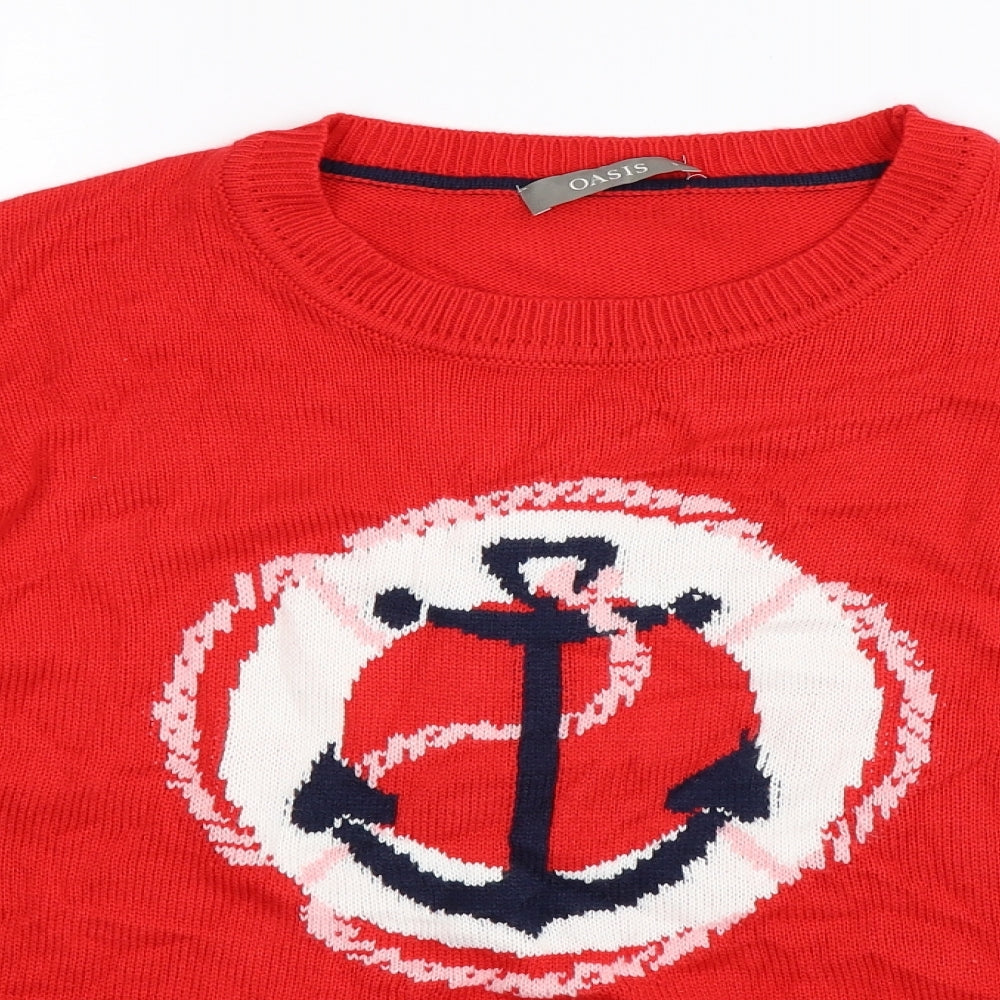 Oasis Womens Red  Knit Pullover Jumper Size S  - o