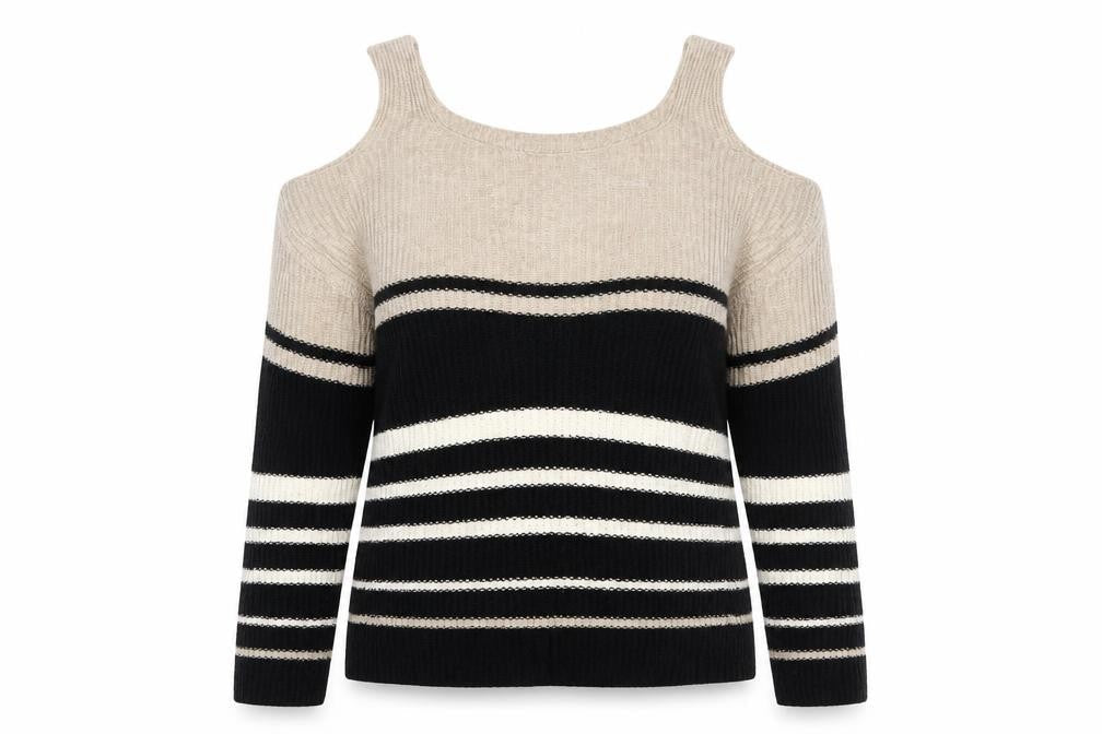 Papaya Womens Beige Striped  Pullover Jumper Size S