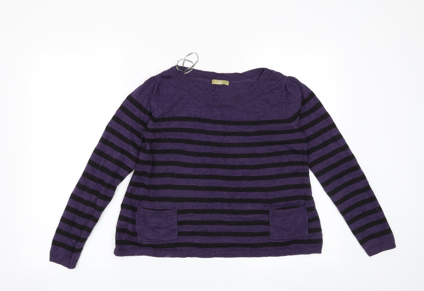 TU Womens Purple Striped  Pullover Jumper Size 10
