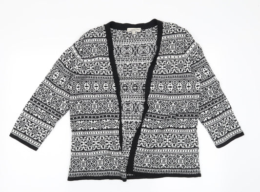 F&F Womens Black Geometric  Cardigan Jumper Size 8