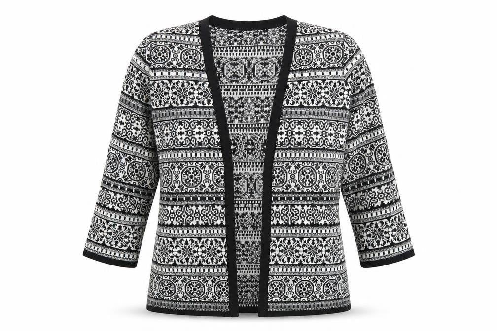 F&F Womens Black Geometric  Cardigan Jumper Size 8