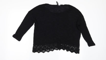 Front view of H&M women’s black floral jumper, size S