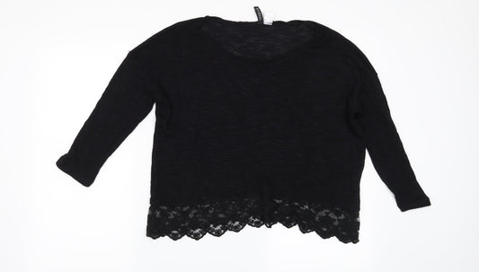 H&M Womens Black Floral  Pullover Jumper Size S