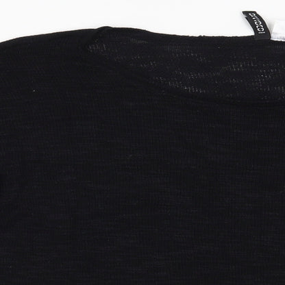 Close-up detail of H&M women’s black floral jumper, size S