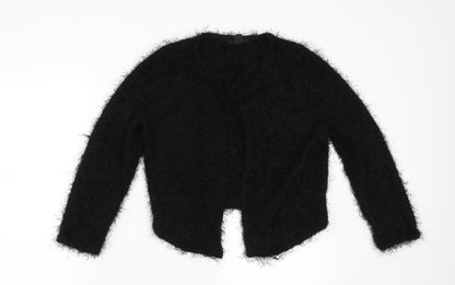 Front view of H&M women’s black cardigan jumper, size S