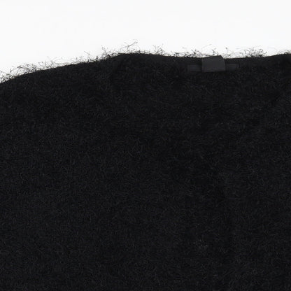 Close-up detail of H&M women’s black cardigan jumper, size S