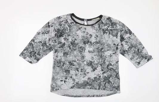 Oasis Womens Grey Floral  Pullover Sweatshirt Size XS