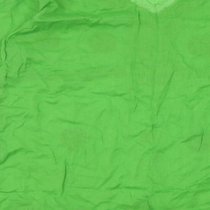 Brand and care label for Preworn women’s green basic blouse, size S