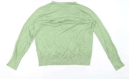 Back view of M&Co women’s green jumper, size UK 14