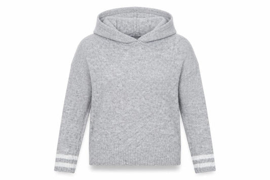 Front view of Primark women’s grey pullover hoodie, size UK 6