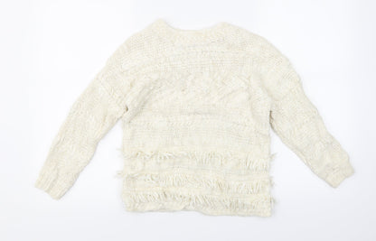 Additional front view of Outfit Kids girls’ white striped jumper, size 8, years