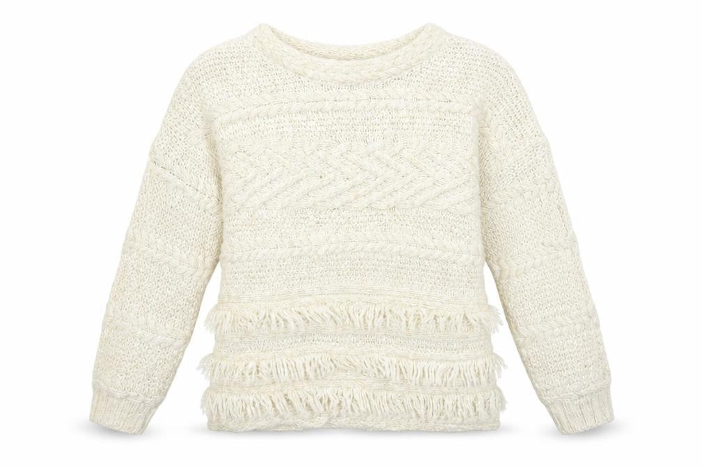 Outfit Kids Girls White Striped  Pullover Jumper Size 8 Years