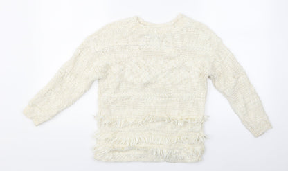 Back view of Outfit Kids girls’ white striped jumper, size 8, years