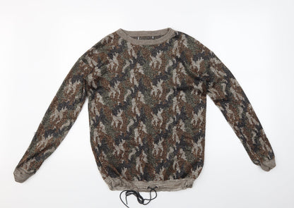 Additional front view of Next women’s multicoloured geometric jumper, size UK 12, - glittery