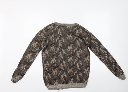 Back view of Next women’s multicoloured geometric jumper, size UK 12, - glittery