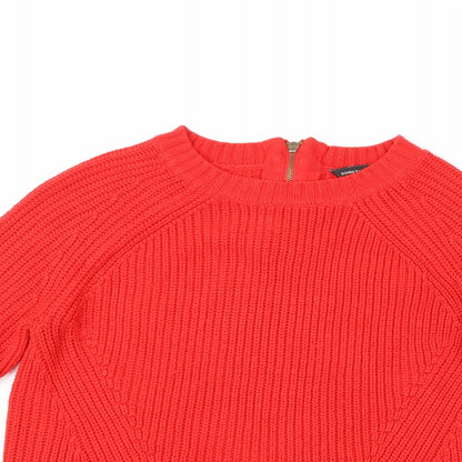 Close-up detail of Dorothy Perkins women’s red jumper, size UK 8