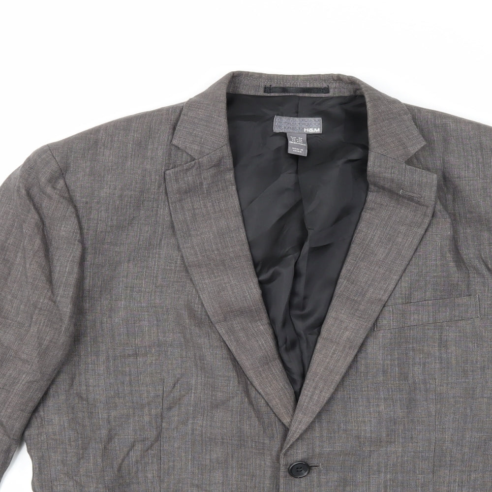 H&M Mens Grey   Jacket Suit Jacket Size 42