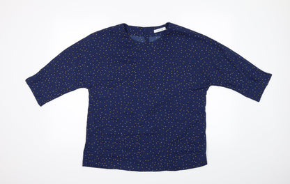 Additional front view of Atelier women’s blue polka dot basic blouse, size UK 10