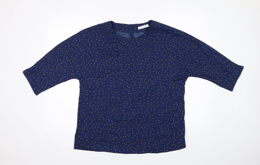 Atelier Womens Blue Polka Dot  Basic Blouse Size 10