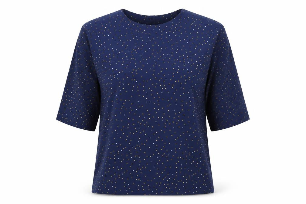 Atelier Womens Blue Polka Dot  Basic Blouse Size 10