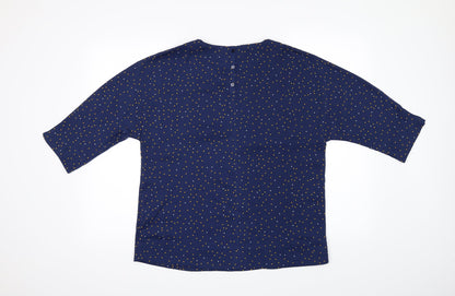 Back view of Atelier women’s blue polka dot basic blouse, size UK 10