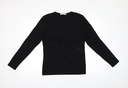 Front view of Entracte women’s black basic blouse, size UK 4