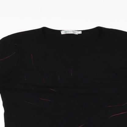 Close-up detail of Entracte women’s black basic blouse, size UK 4