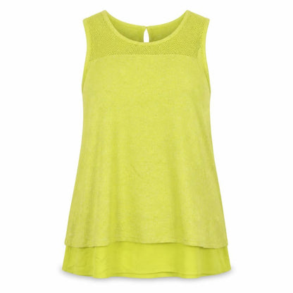 Front view of Next women’s yellow basic tank, size UK 8