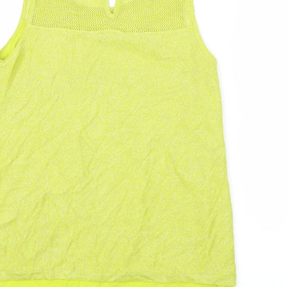 Brand and care label for Next women’s yellow basic tank, size UK 8