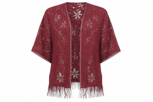Atmosphere Womens Red  Lace Kimono Blouse Size M